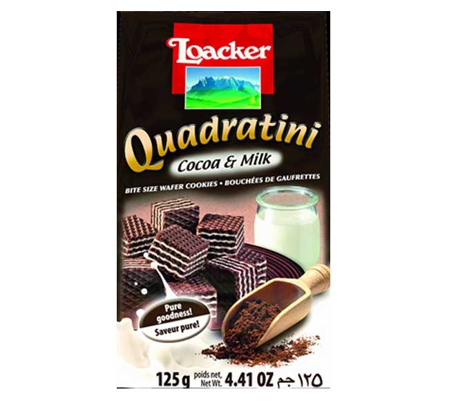 LOACKER Quadratini Cocoa & Milk bite size wafers 125g
