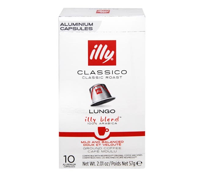 ILLY espresso CLASSICO LUNGO 57g – (10 caps – intensity 5)