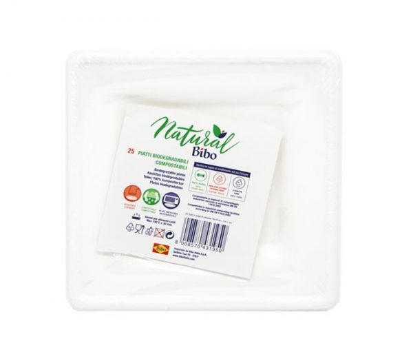 NATURAL Bibo biodegradable plates 16x16cm 25pcs