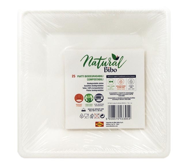 NATURAL Bibo biodegradable plates 26x26cm 25pcs