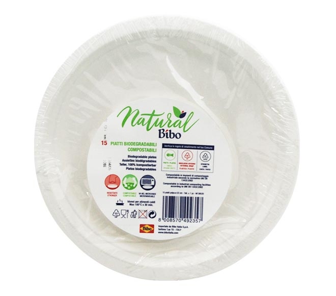 NATURAL Bibo biodegradable plates 22cm 15pcs