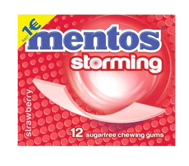 gum MENTOS Storming sugar free chewing (12pcs) 33g – strawberry