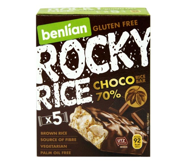 BENLIAN Rocky rice bar 18g x 5pcs – choco 70%