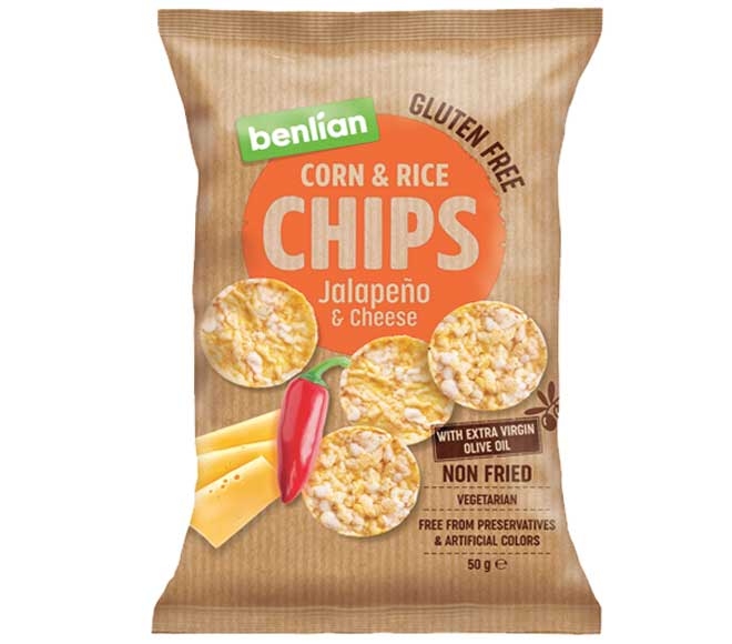 BENLIAN corn & brown rice chips 50g – jalapeno & cheese