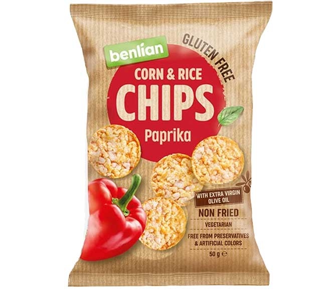 BENLIAN corn & brown rice chips 50g – paprika