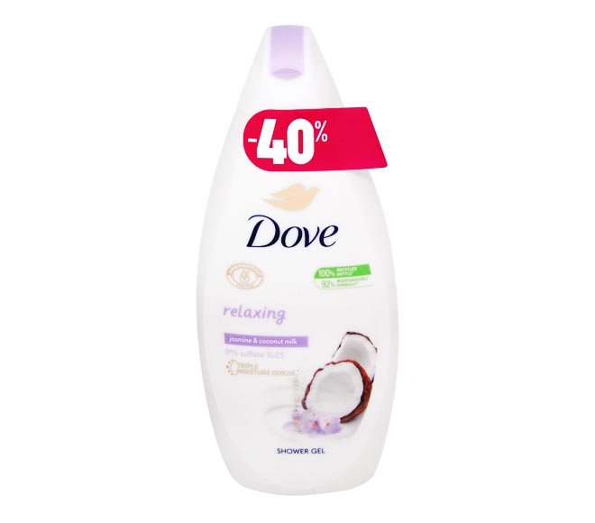 DOVE shower gel 500ml – Jasmine Petals & Coconut Milk (40% OFF)