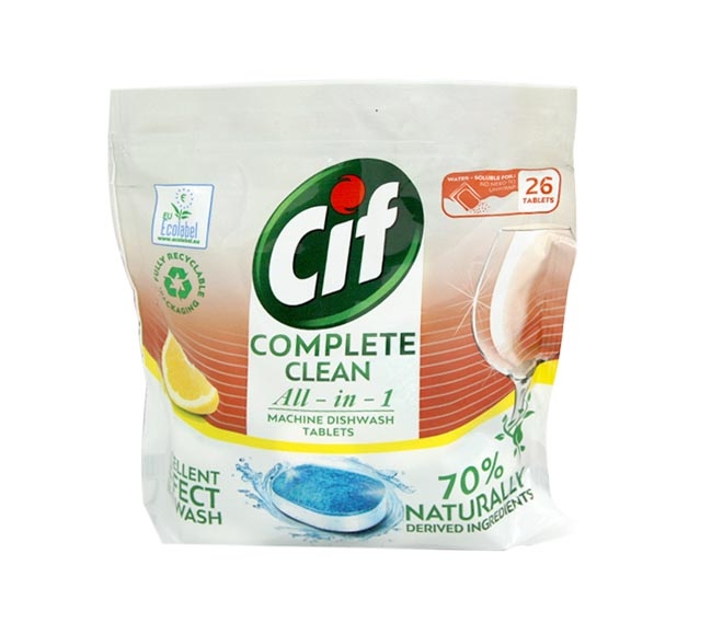 CIF dishwasher detergent All in 1 26 tabs 455g – Lemon