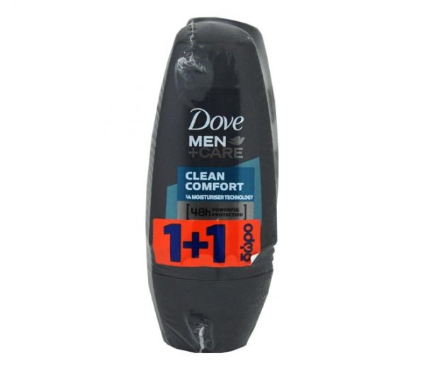 DOVE Men deodorant roll-on 50ml - Clean Comfort (1+1 FREE)