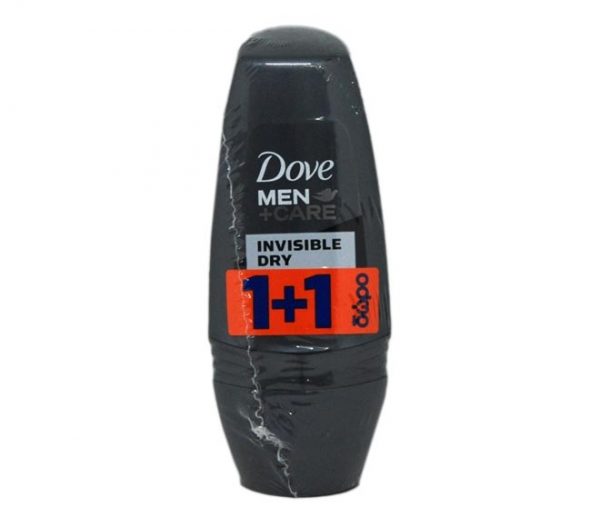 DOVE Men deodorant roll-on 50ml - Invisible Dry (1+1 FREE)