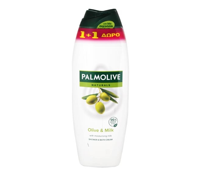 PALMOLIVE Naturals shower & bath cream 650ml – Olive & Milk (1+1 FREE)
