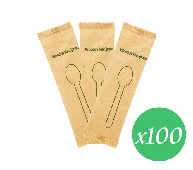 cutlery wooden CATERWAYS tea spoon individually wrapped 110mm x 100pcs