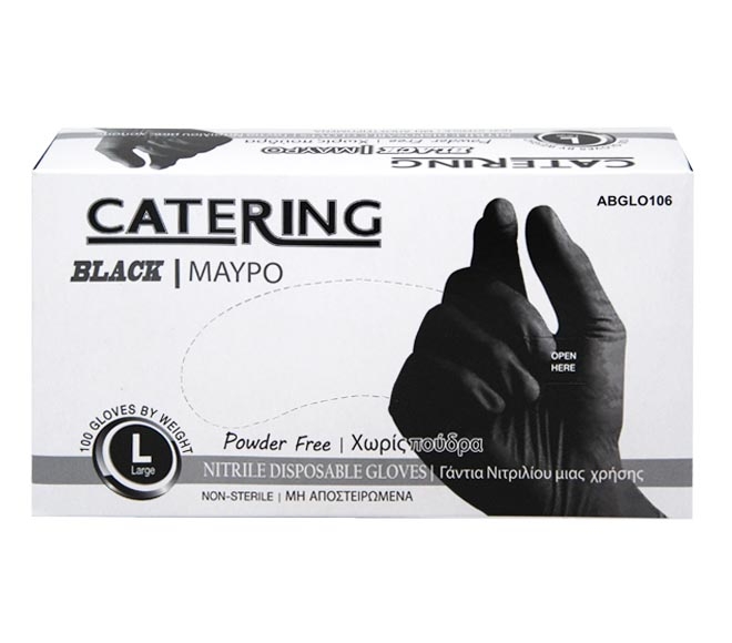 CATERING disposable nitrile powder-free latex gloves black 100pcs – (L)