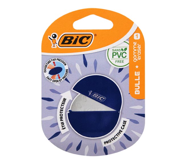 BIC eraser PVC free with protective case – blue