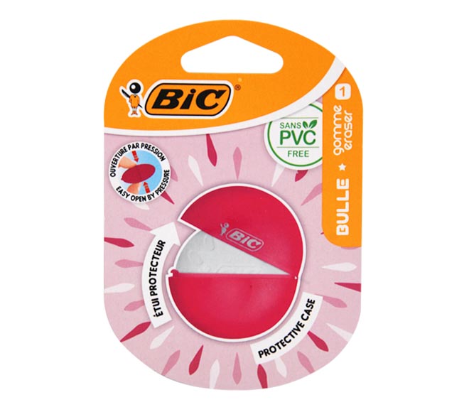 BIC eraser PVC free with protective case – pink