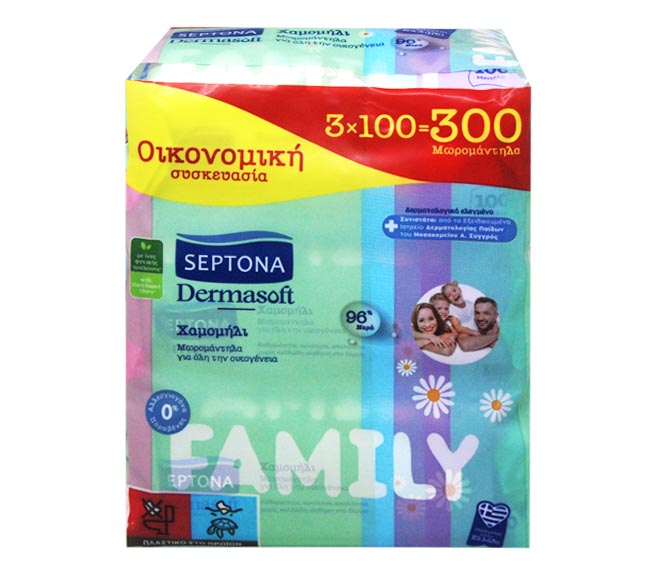 SEPTONA dermasoft family wipes with chamomile 100pcs 3 pack