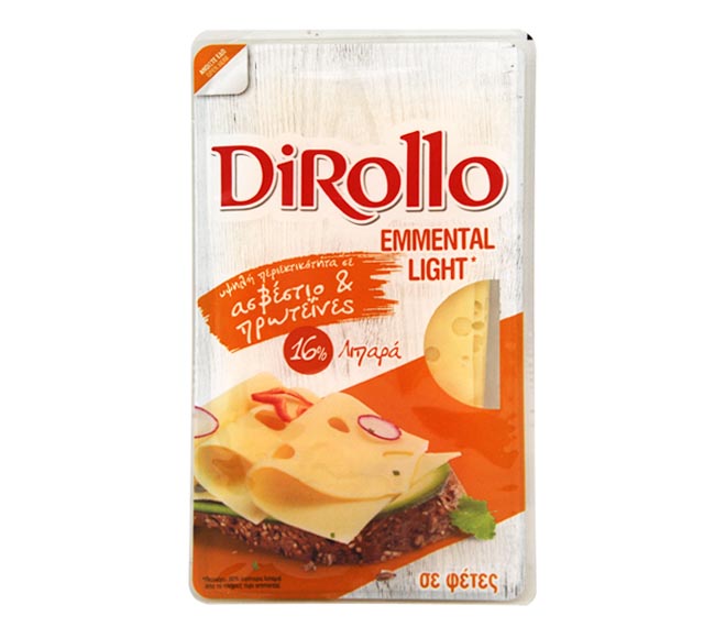 cheese DIROLLO emental light slices 16% 175g