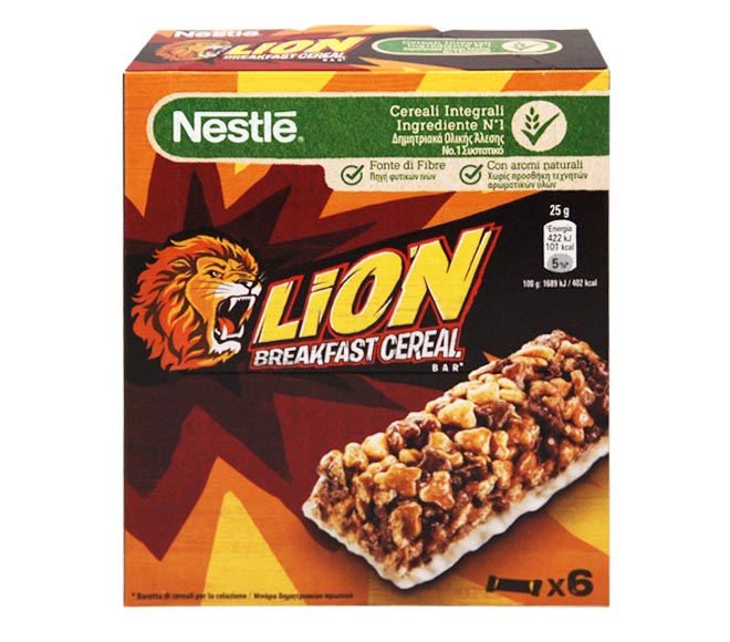 NESTLE Lion breakfast cereal bars 6x25g