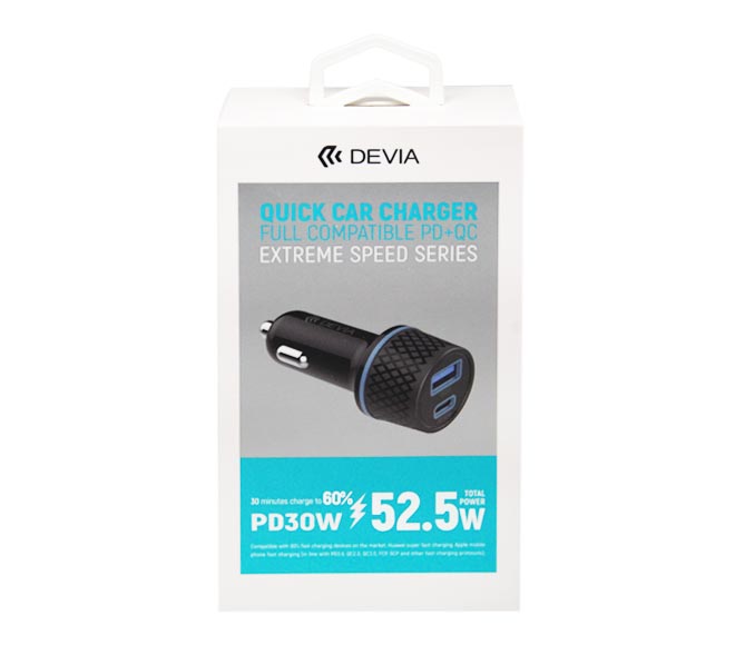 DEVIA Quick car charger 52.5W – full compatible PD+QC