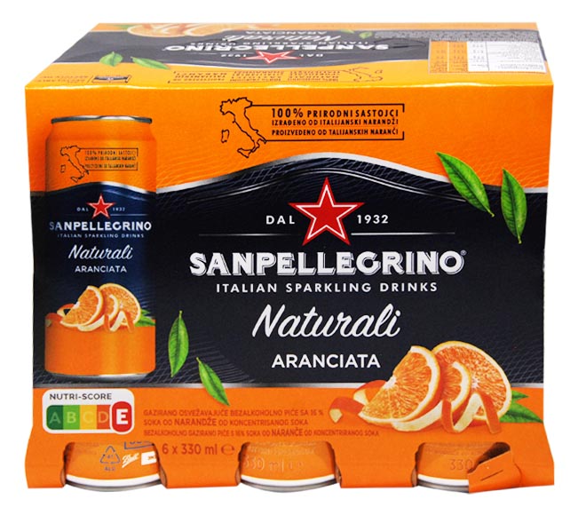 can SAN PELLEGRINO Italian Sparkling Drinks orange 6x330ml