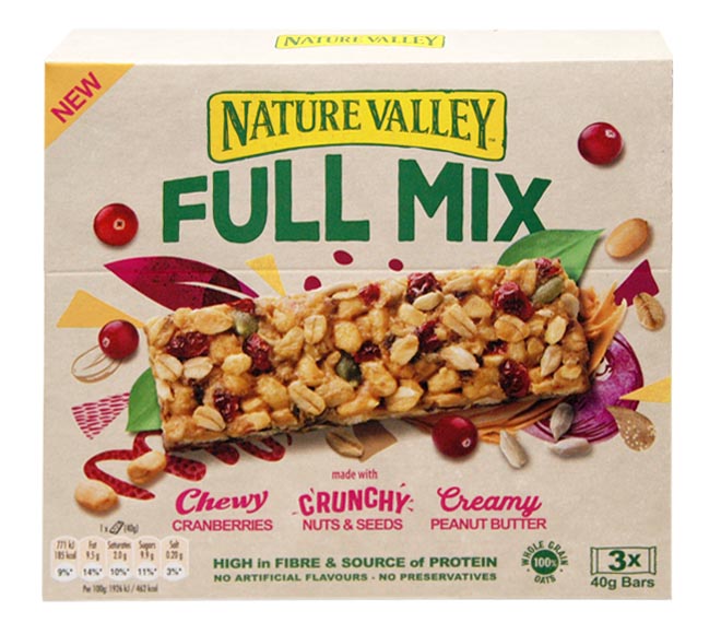 NATURE VALLEY full mix bars 3x40g – cranberries, nuts, seeds and peanut butter