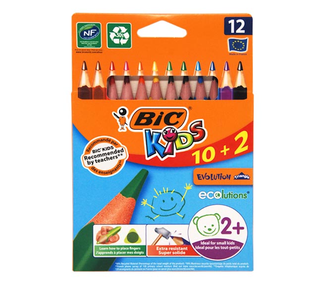 pencils BIC KIDS Evolution colouring 12pcs (10+2 pcs)
