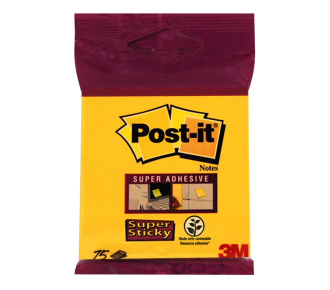 Notes POST-IT 3M yellow x75 – super sticky (76mm x 76mm)