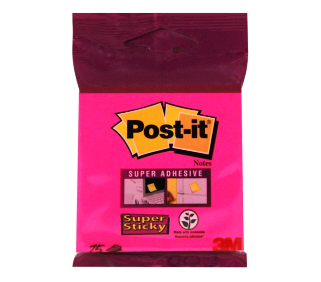 Notes POST-IT 3M pink x75 – super sticky (76mm x 76mm)