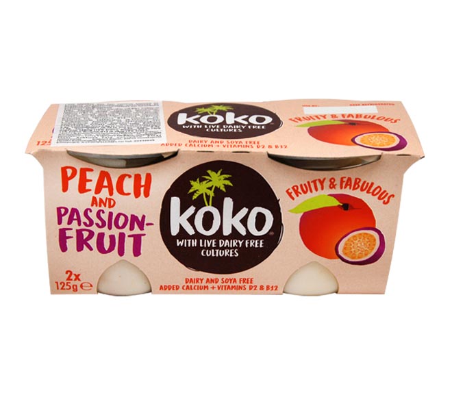 Koko Dairy Free Yoghurt Peach And Passion Fruit 2x125g Cheap Basket