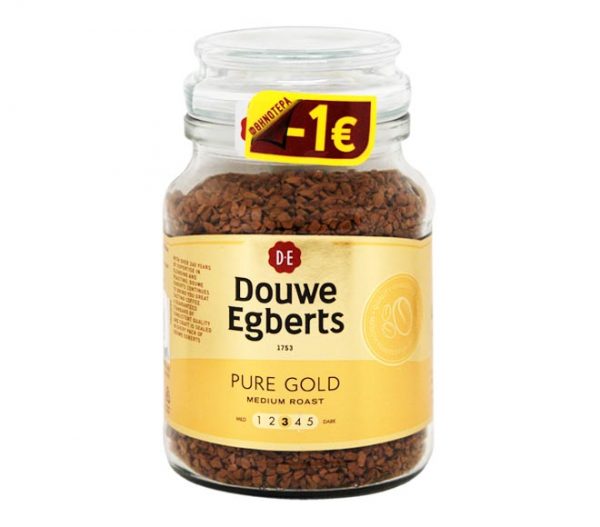 DOUWE EGBERTS instant coffee PURE GOLD medium roast 95g (€1 LESS)