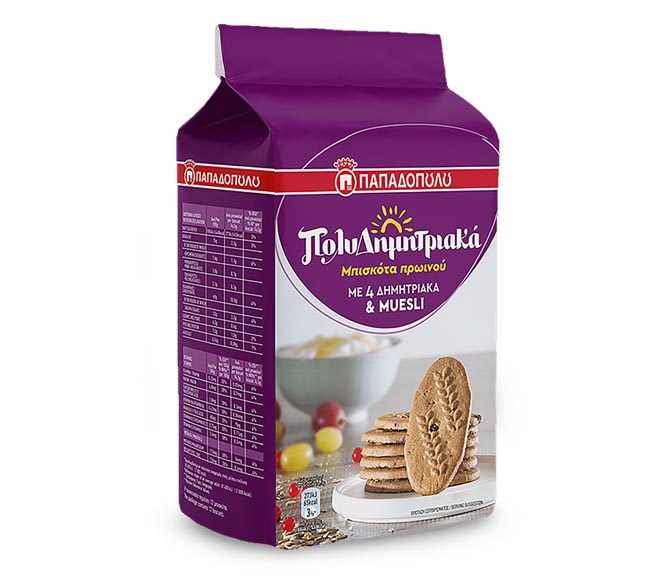 PAPADOPOULOS multicereal breakfast biscuits 175g – 4 cereals & muesli (EXP. DATE 06/2023)