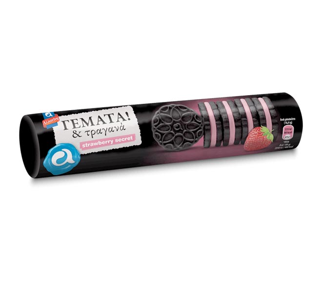 ALLATINI Cocoa flavoured biscuits with strawberry flavoured cream filling 230g – strawberry secret