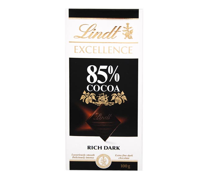LINDT excellence rich dark chocolate 85% cocoa 100g