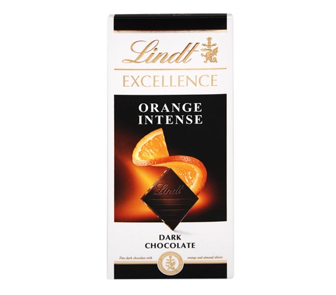 LINDT excellence dark chocolate orange intense with almonds 100g