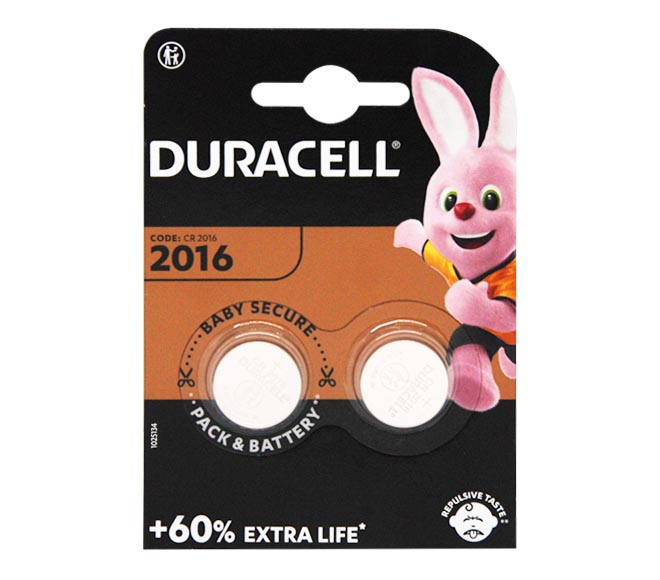 DURACELL Specialty CR2016 Lithium coin battery 3V, pack of 2