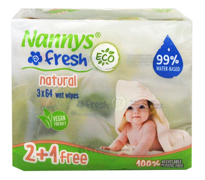 NANNYS fresh eco baby wipes natural 64pcs (2+1 FREE)