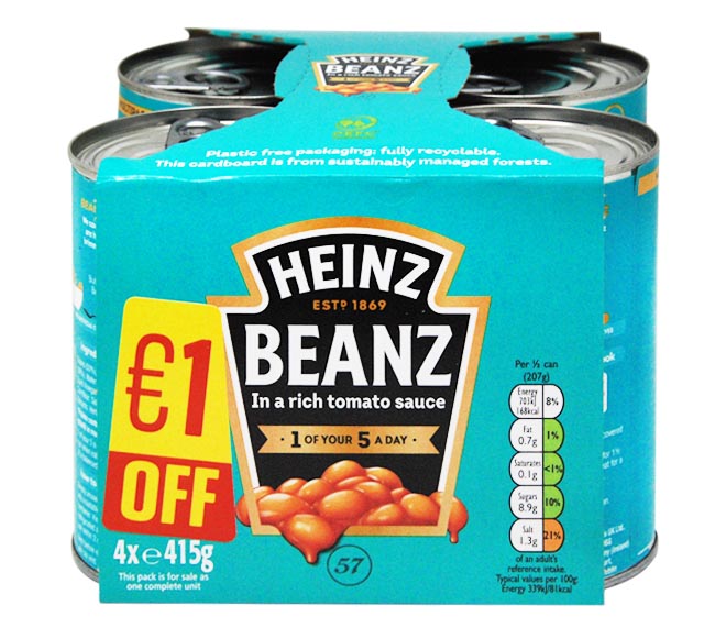 HEINZ beans 4 x 415g (€1.00 OFF)