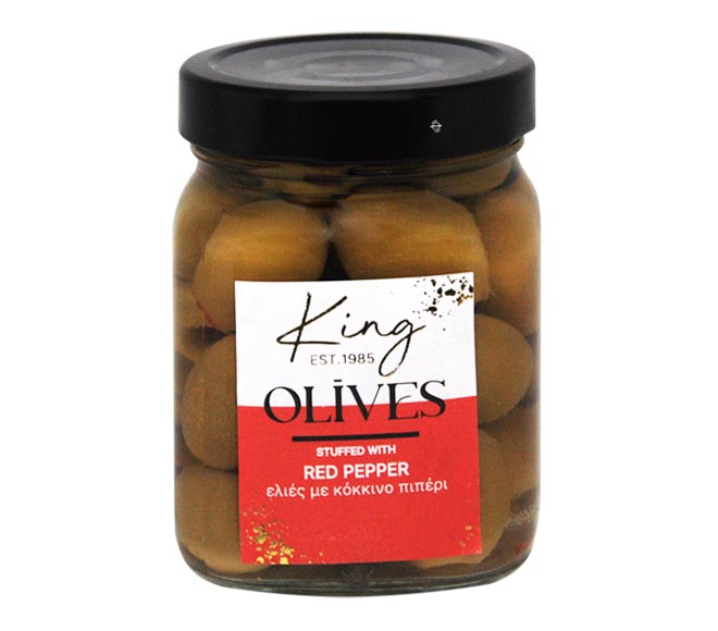 KING OF OLIVES Halkidikis green olives 350g – Red Pepper