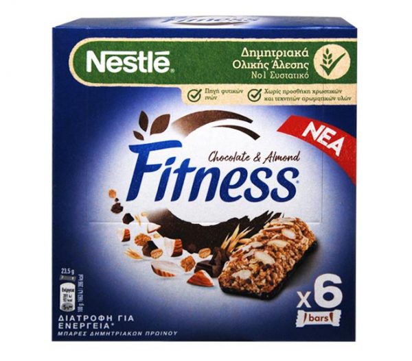 NESTLE Fitness bars chocolate & almond 6x23.5g