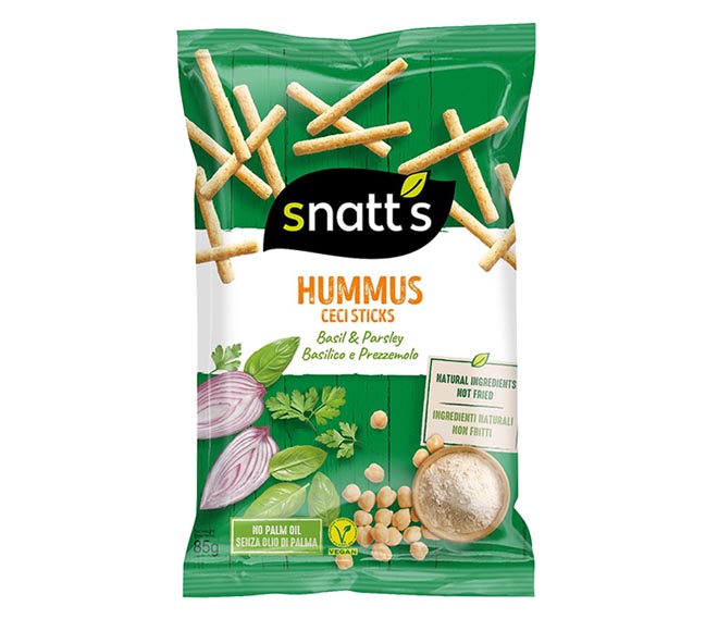 SNATTS hummus ceci sticks 85g – basil and parsley