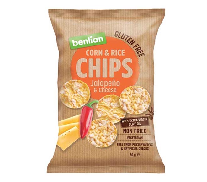 BENLIAN corn & brown rice chips 60g – jalapeno & cheese