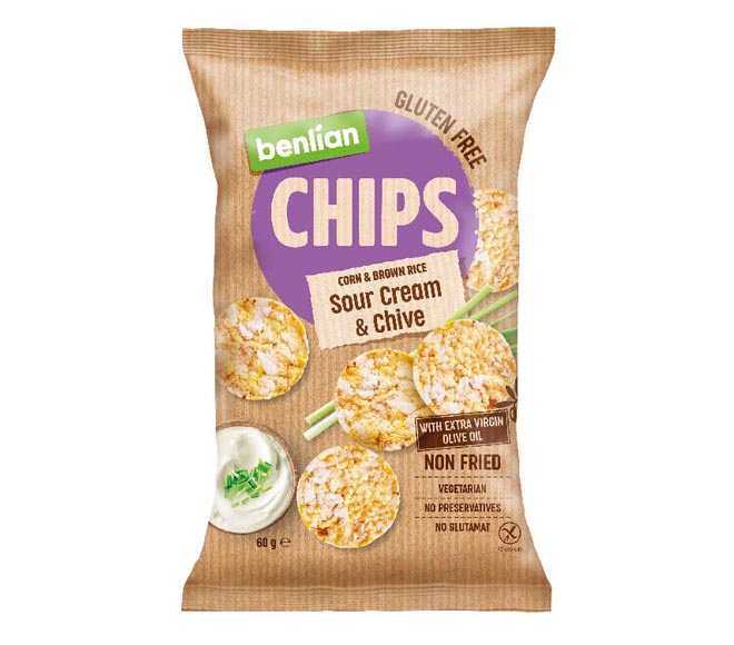 BENLIAN corn & brown rice chips 60g – sour cream & chive