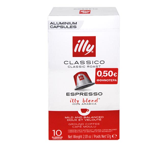 ILLY espresso CLASSICO 57g – (10 caps – intensity 5)(€0.50 LESS)