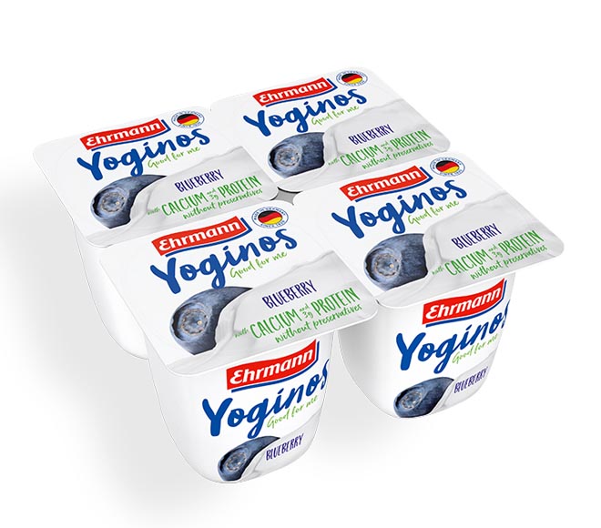 fruit yogurt EHRMANN yoginos 4x100g – blueberry