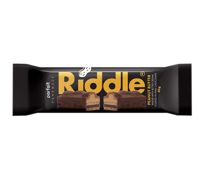 RIDDLE Peanut Butter Waffer 45g – Bitter Cream Coated with Milk Chocolate