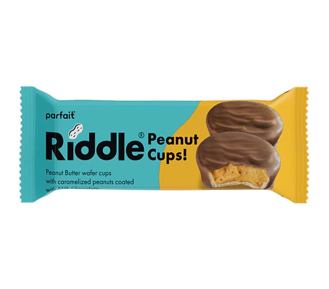 RIDDLE Peanut Cups 50g – Caramelized Peanuts Coated with Milk Chocolate