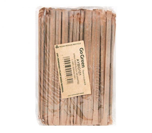 straws GO GREEN paper black individually wrapped 100pcs