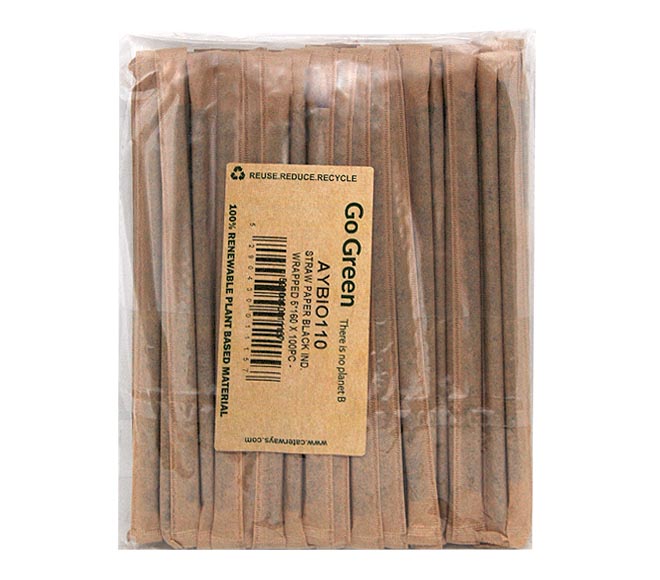 straws GO GREEN paper black for fredo individually wrapped 100pcs