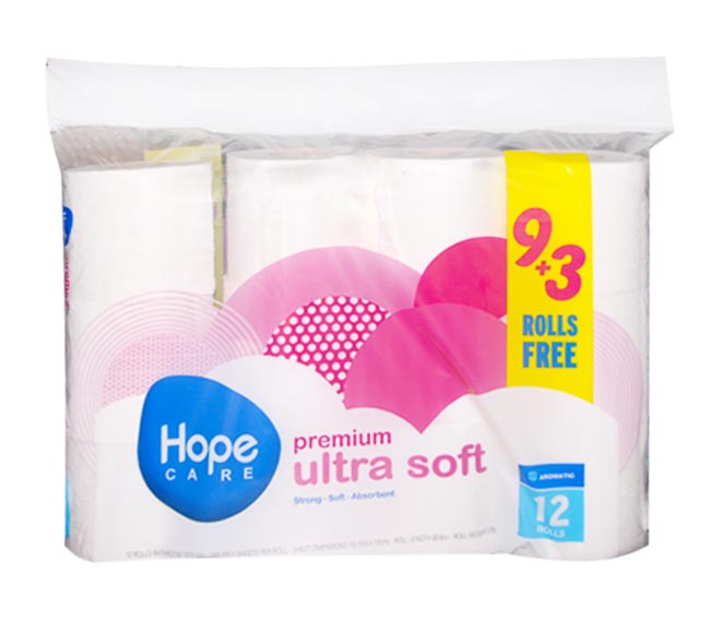 HOPE premium ultra soft toilet paper 255 sheets x 2ply (9+3 FREE)