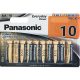 PANASONIC Type AA Alkaline Batteries, pack of 10
