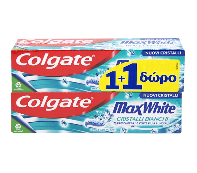 toothpaste COLGATE 2x75ml – Max White White Crystals (1+1 FREE)